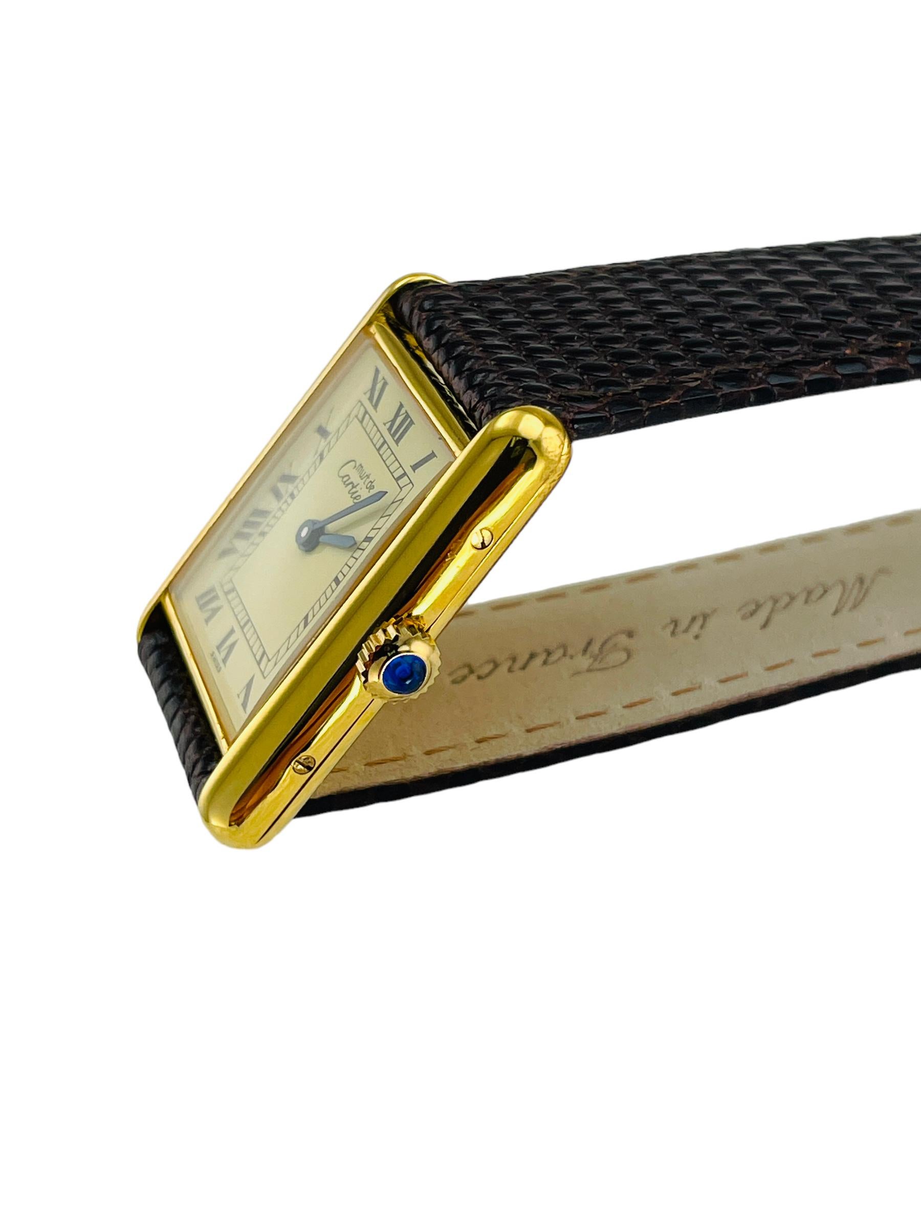 Must De Cartier Tank-Quarz-Armbanduhr im Zustand „Gut“ in Los Angeles, CA