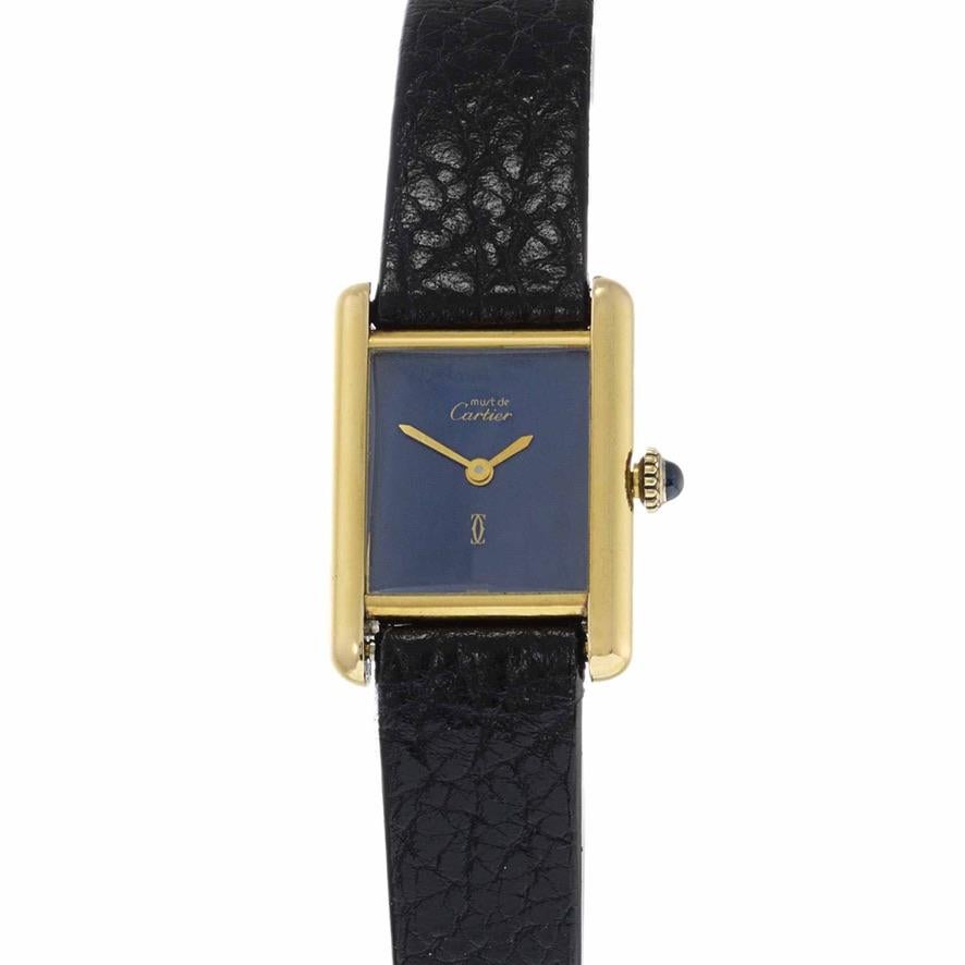 Must De Cartier Tank Vermeil Manual Wind In Good Condition For Sale In New York, NY