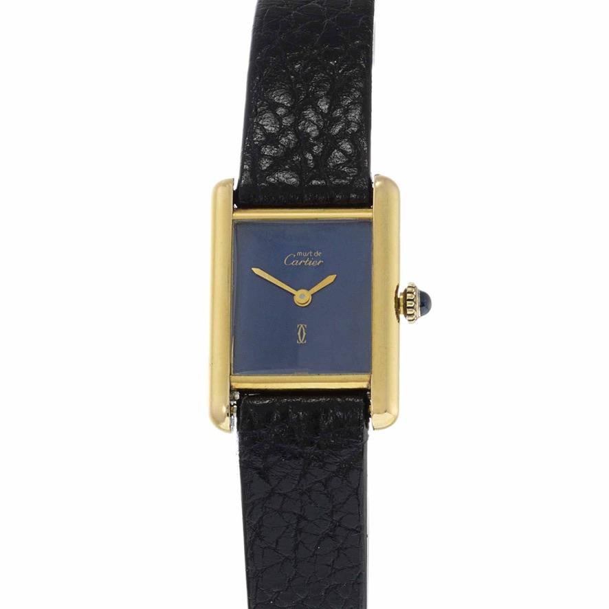 Must de Cartier Tank Vermeil Handaufzug im Zustand „Gut“ in New York, NY
