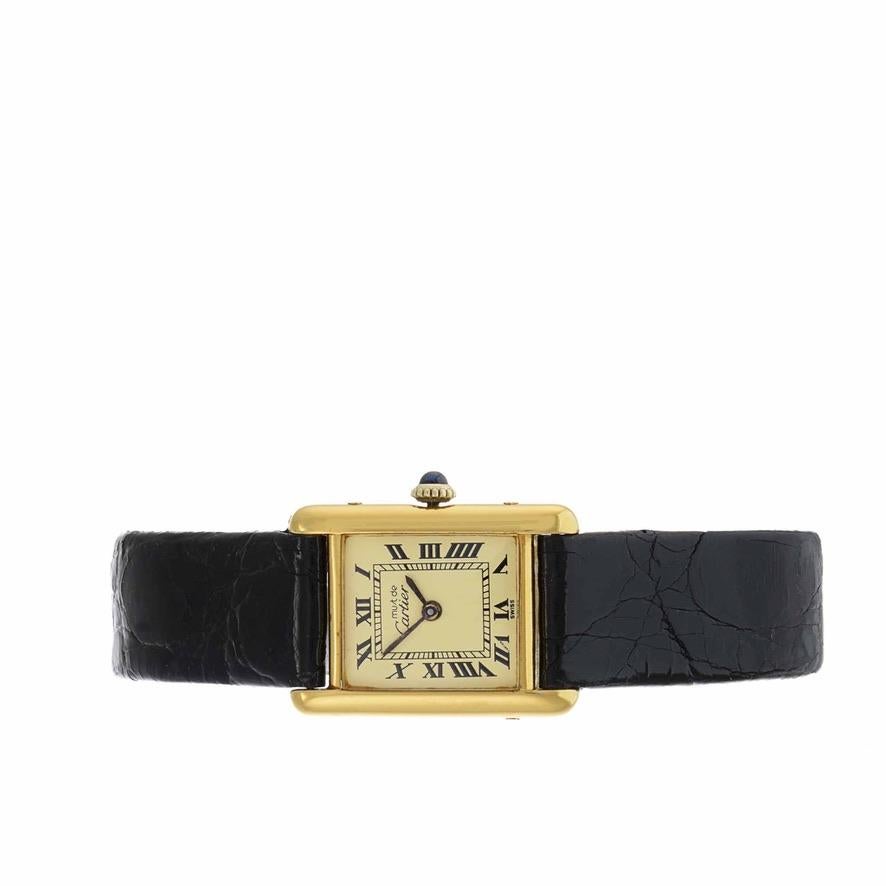 Must De Cartier Tank Vermeil Manual Wind In Good Condition In New York, NY