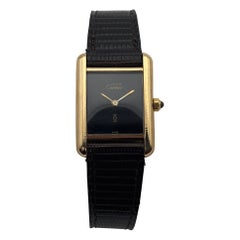 Must de Cartier Tank Vermeil with Minimalist Onyx-Black Dial