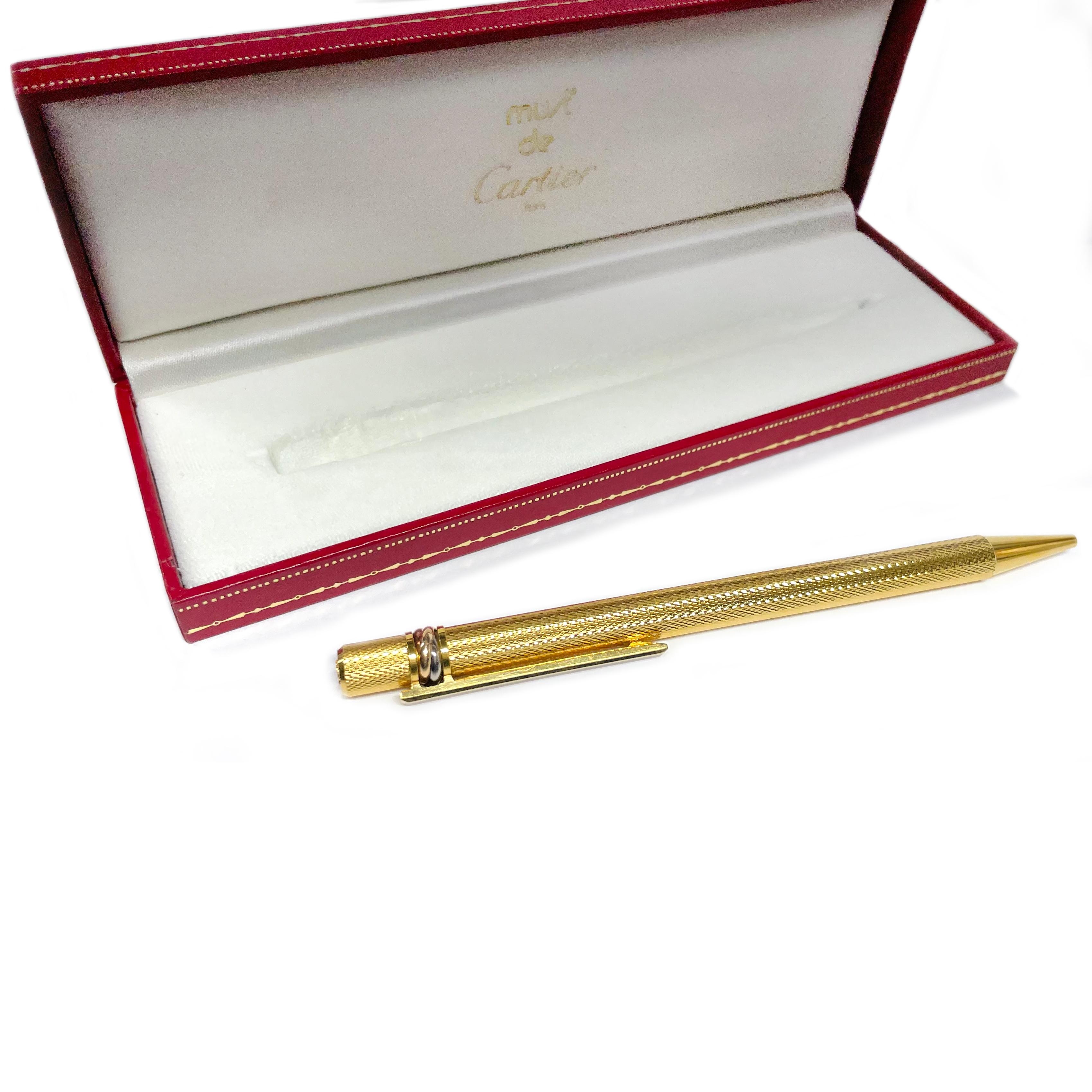 Contemporary Must de Cartier Trinity Gold Plated Ballpoint Pen