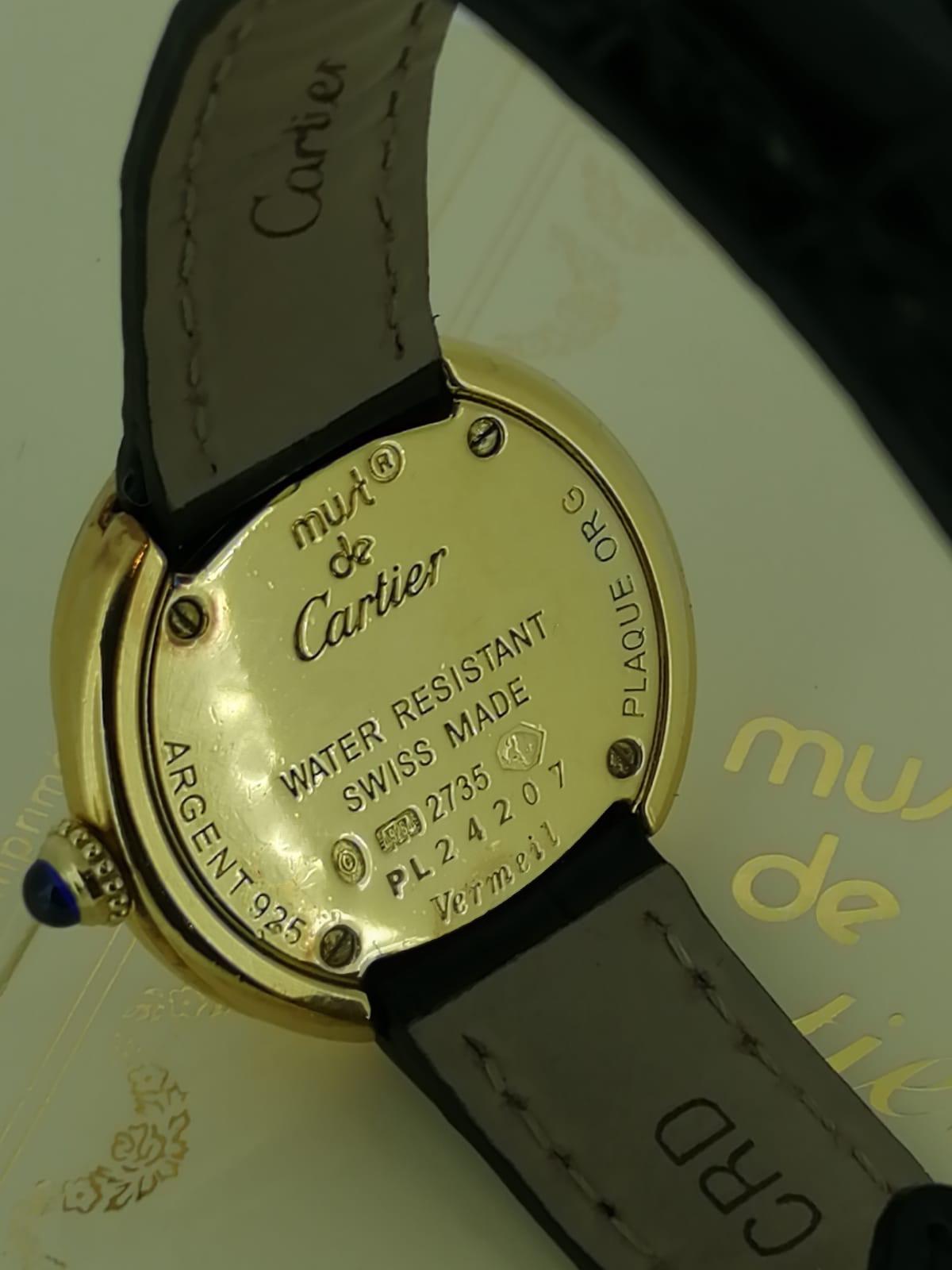 Must de Cartier Trinity Vermeil ref 2735 Silver Gilt 28mm Quartz Ladies' Watch. 2