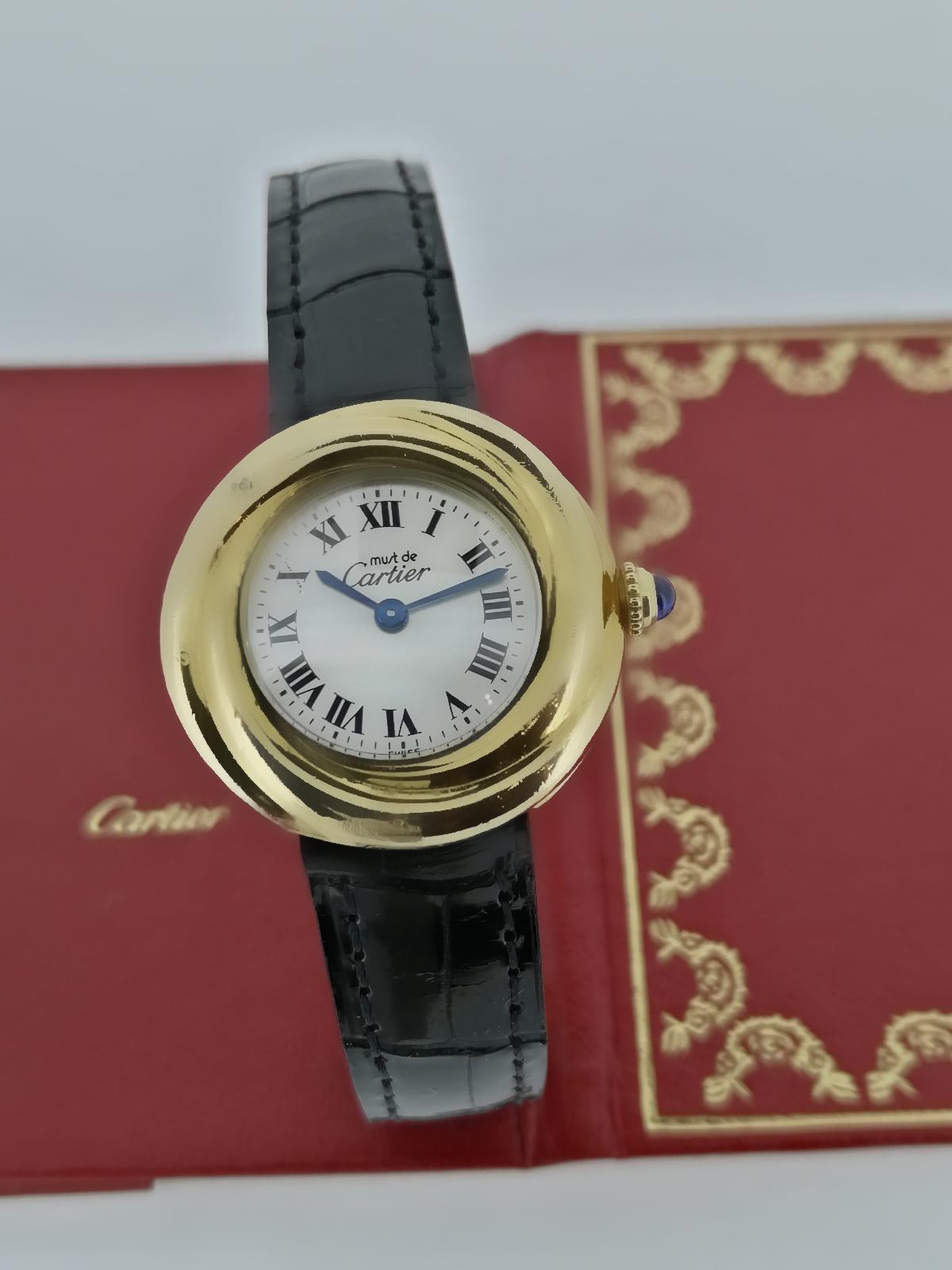 Women's Must de Cartier Trinity Vermeil ref 2735 Silver Gilt 28mm Quartz Ladies' Watch.