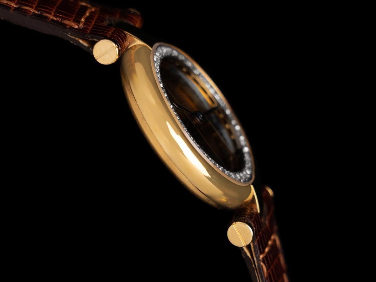 Must de Cartier Montre VENDOME pour dames en vermeil 18K or sur argent avec diamants en vente 1