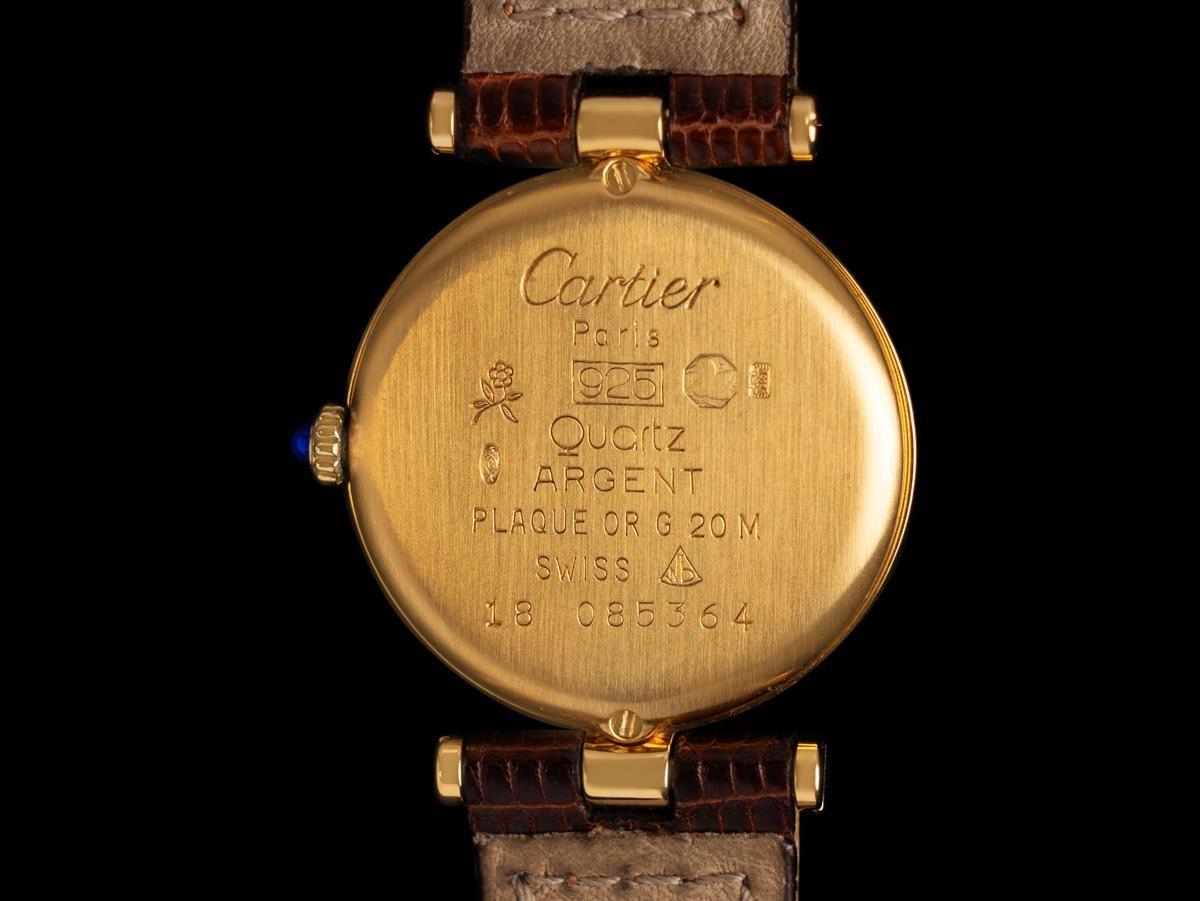Must de Cartier Montre VENDOME pour dames en vermeil 18K or sur argent avec diamants en vente 2