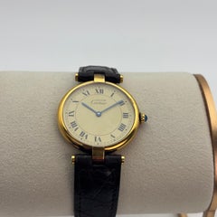 Must de Cartier Vendôme Vermeil Classic Round Watch with Lemon-Cream Roman Dial