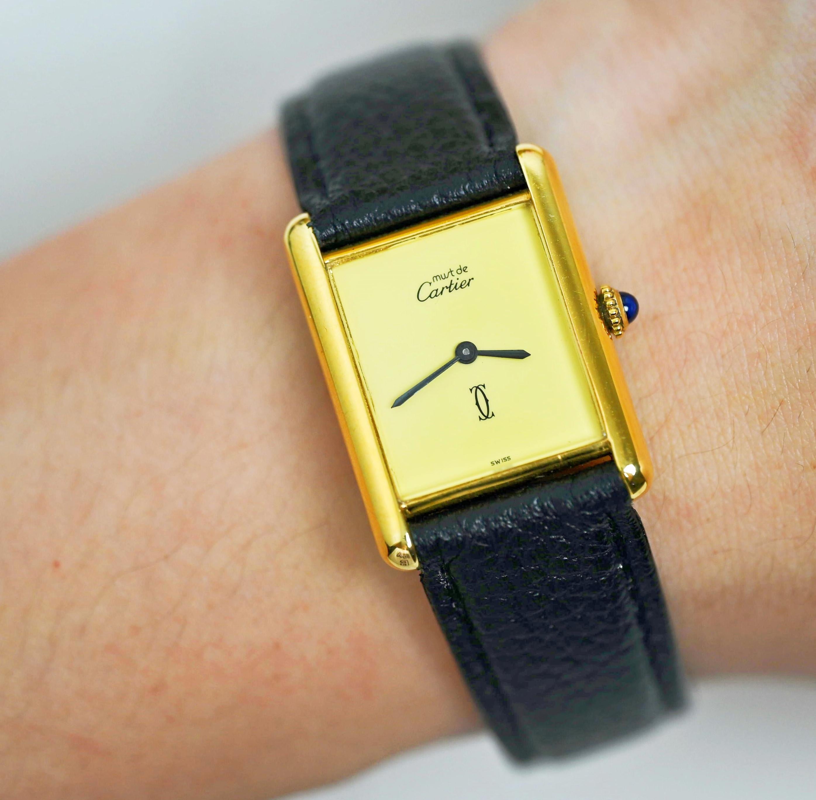 Must De Cartier Vermeil Vergoldetes Silber Cremefarbenes Zifferblatt mit Handaufzug, 1990er Jahre 3