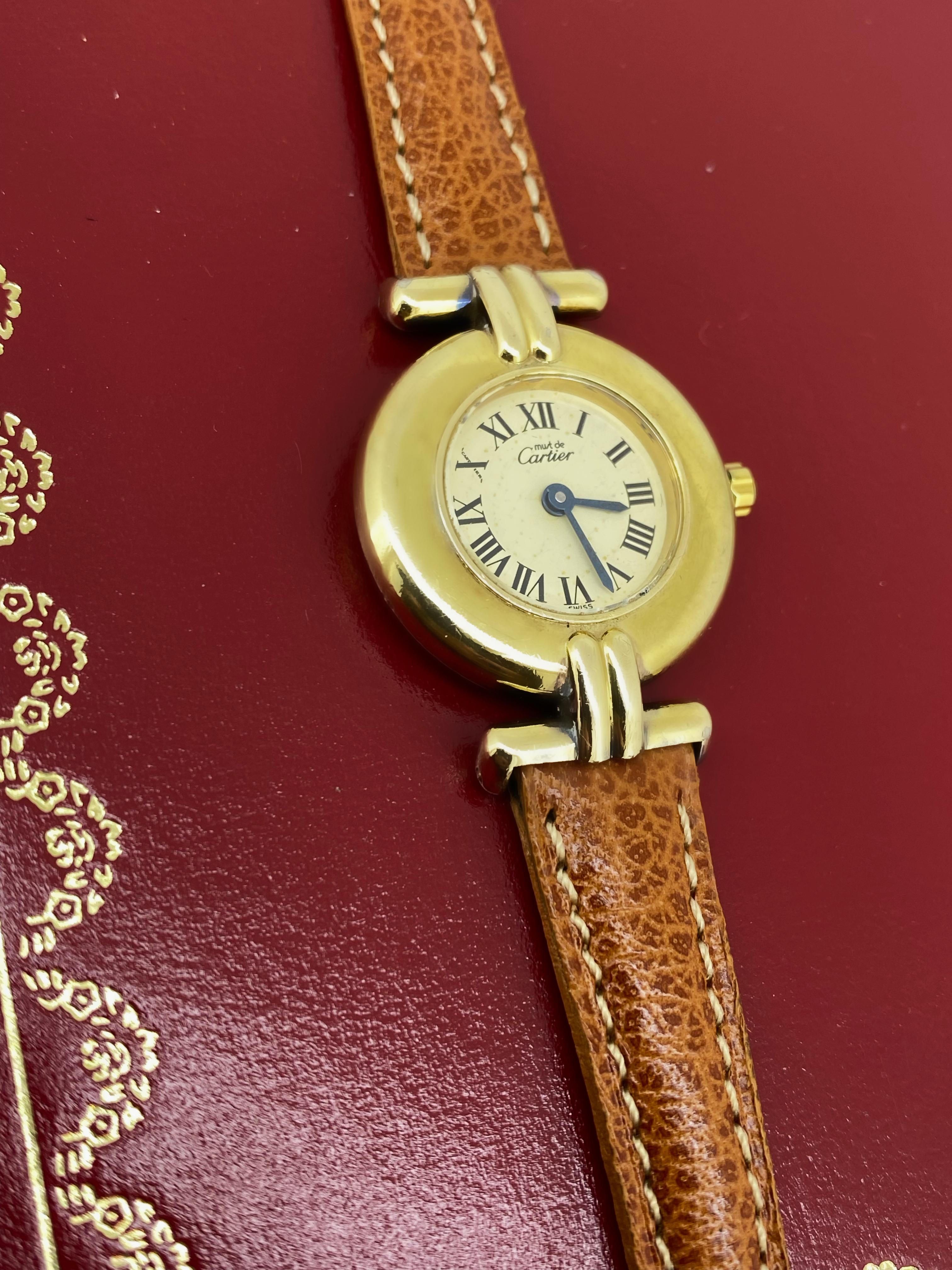 Must de Cartier Vermeil Paris 18K vergoldet (Silber vergoldet) Quarz-Damenuhr 2