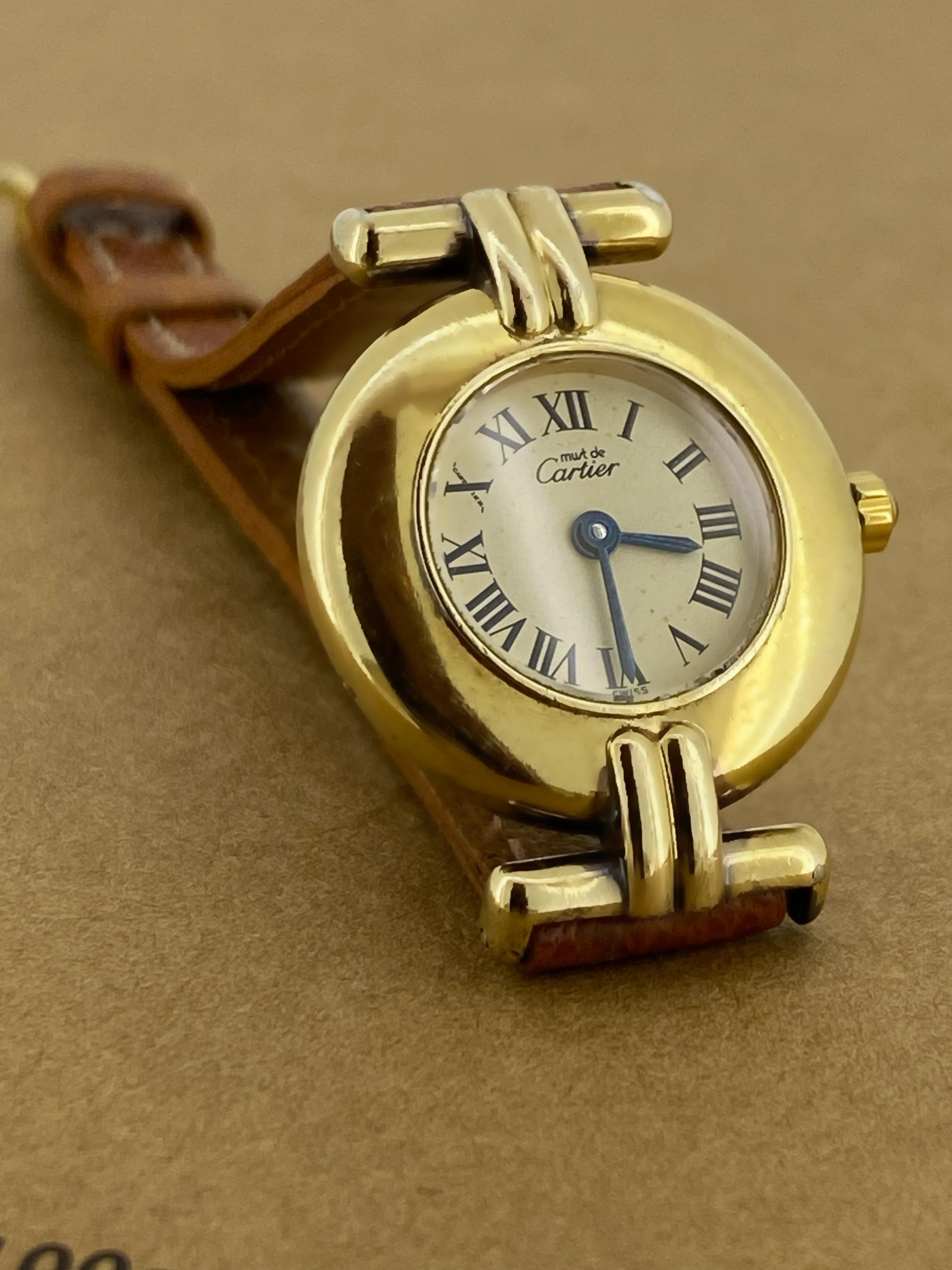 Must de Cartier Vermeil Paris 18K vergoldet (Silber vergoldet) Quarz-Damenuhr 3