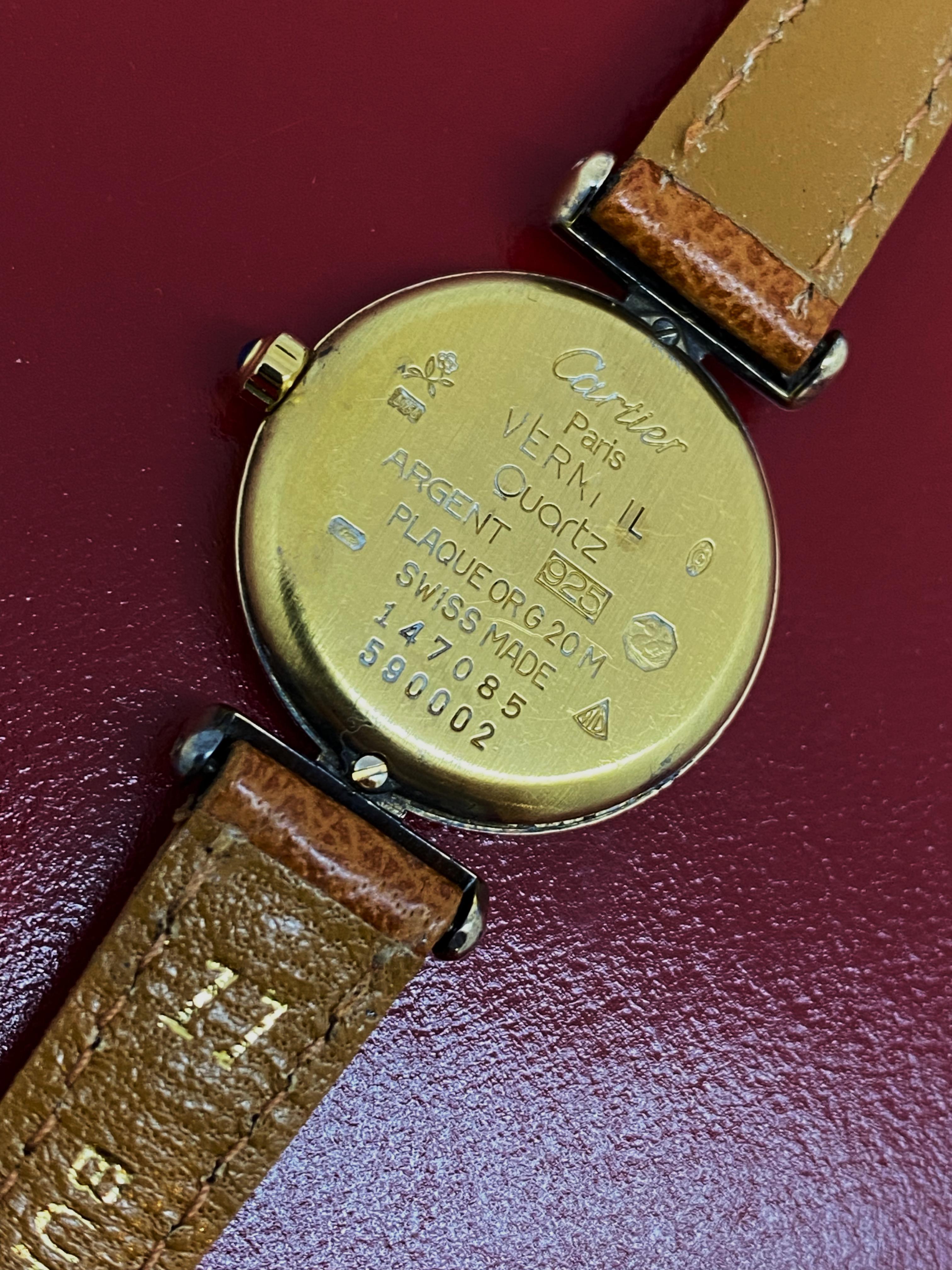 Must de Cartier Vermeil Paris 18K vergoldet (Silber vergoldet) Quarz-Damenuhr 4