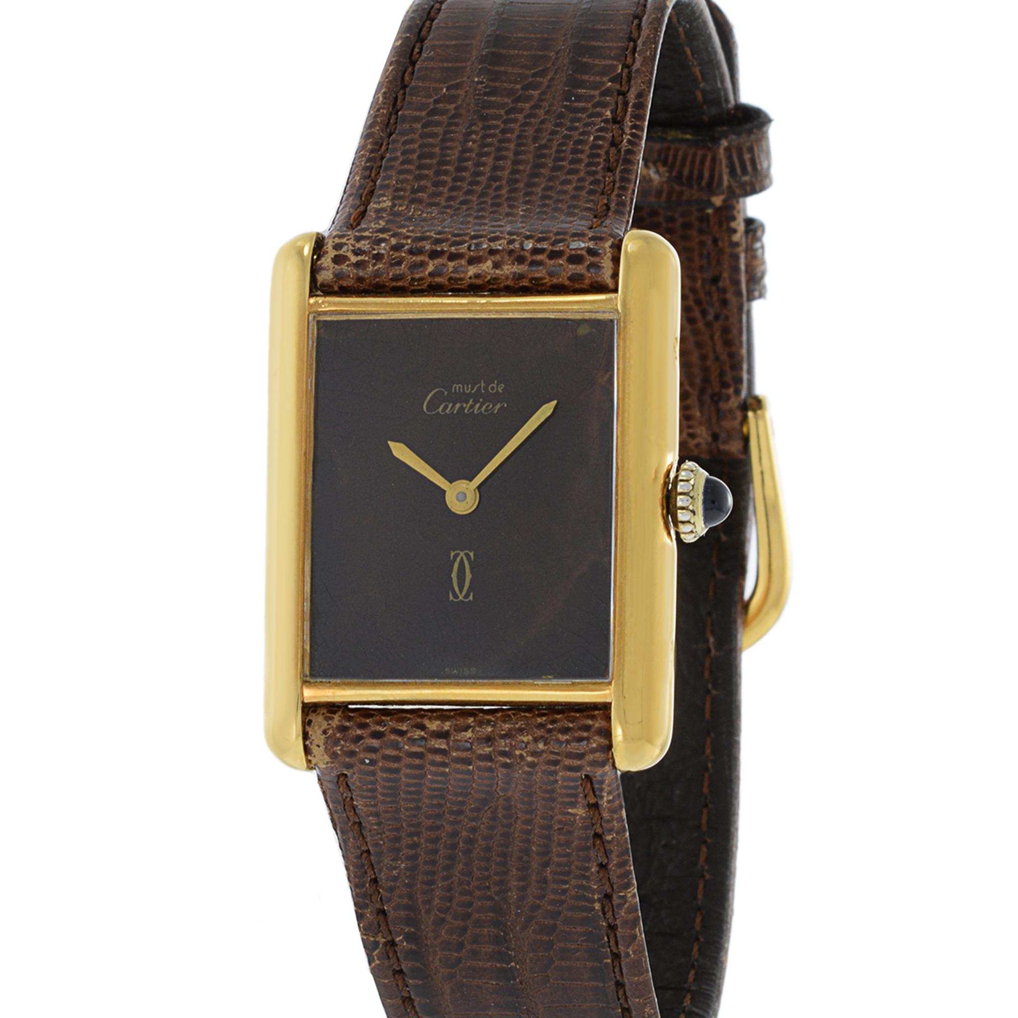 Must de Cartier Vermeil Tank Watch Manual Wind In Good Condition For Sale In New York, NY