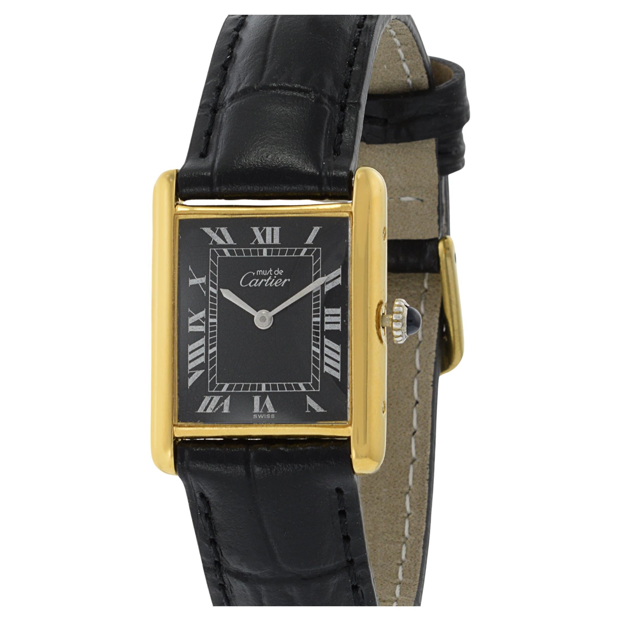 Must de Cartier Vermeil Tank-Uhr mit Handaufzug