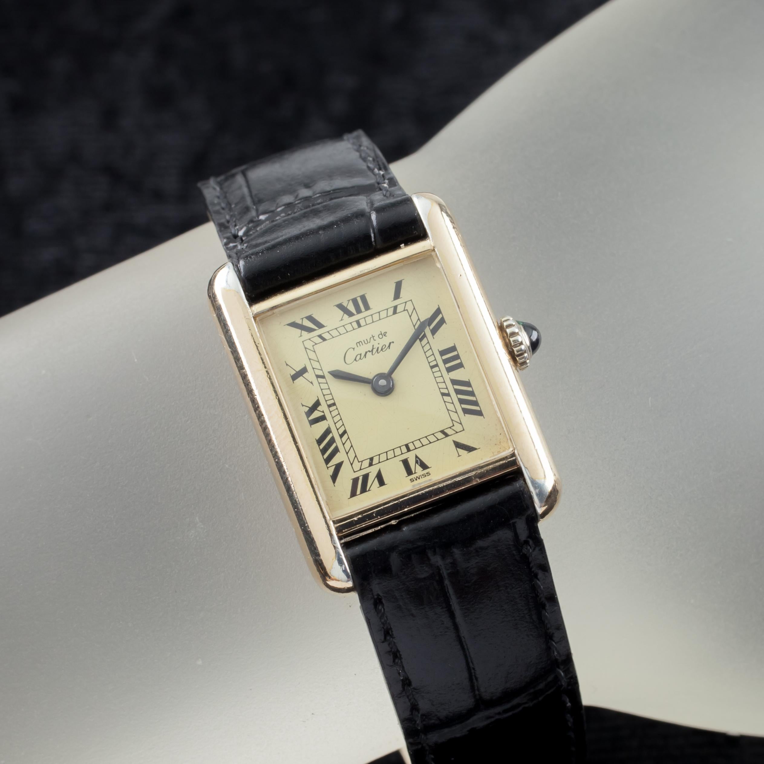 Must de Cartier Vermeil Women's Hand-Winding Watch with Aftermarket Leather Band 1
