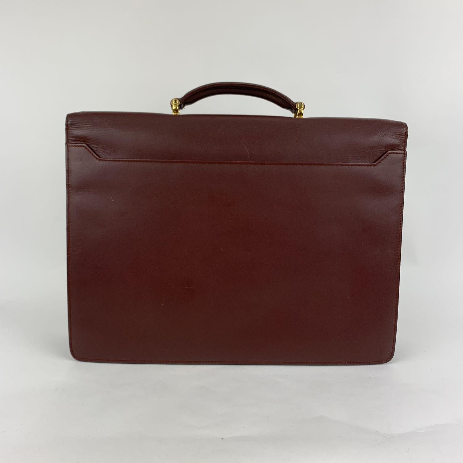 Black Must De Cartier Vintage Burgundy Leather Briefcase Work Business Bag