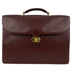 Must De Cartier Vintage Cuir Bourgogne Mallette de travail Sac d'affaires