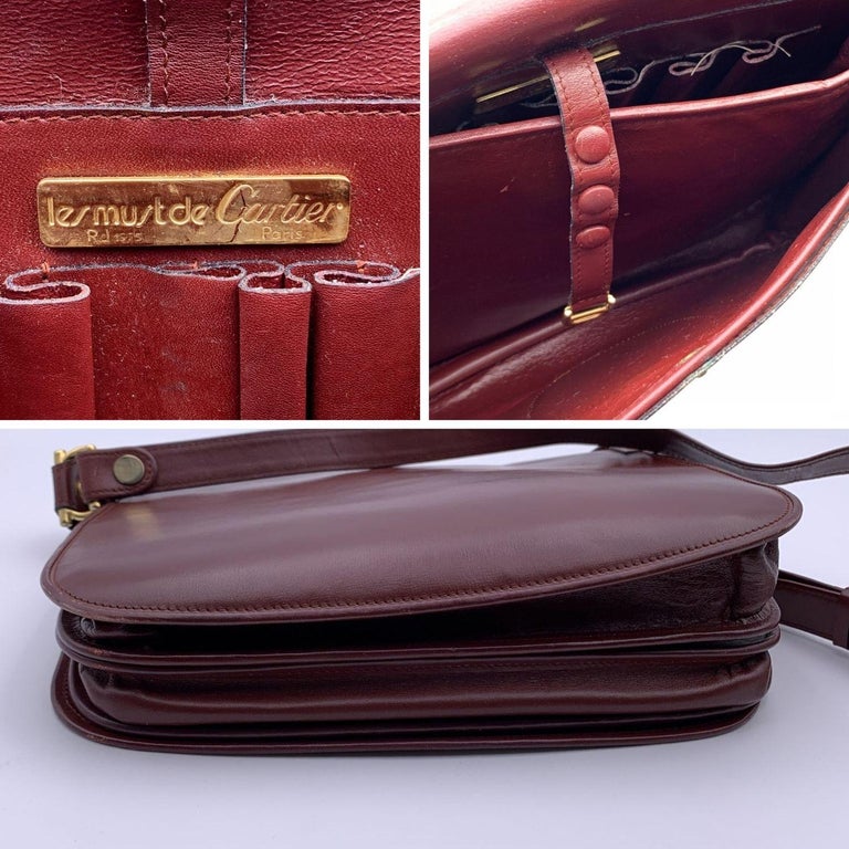 Must de Cartier Vintage Burgundy Leather Flap Shoulder Bag at 1stDibs