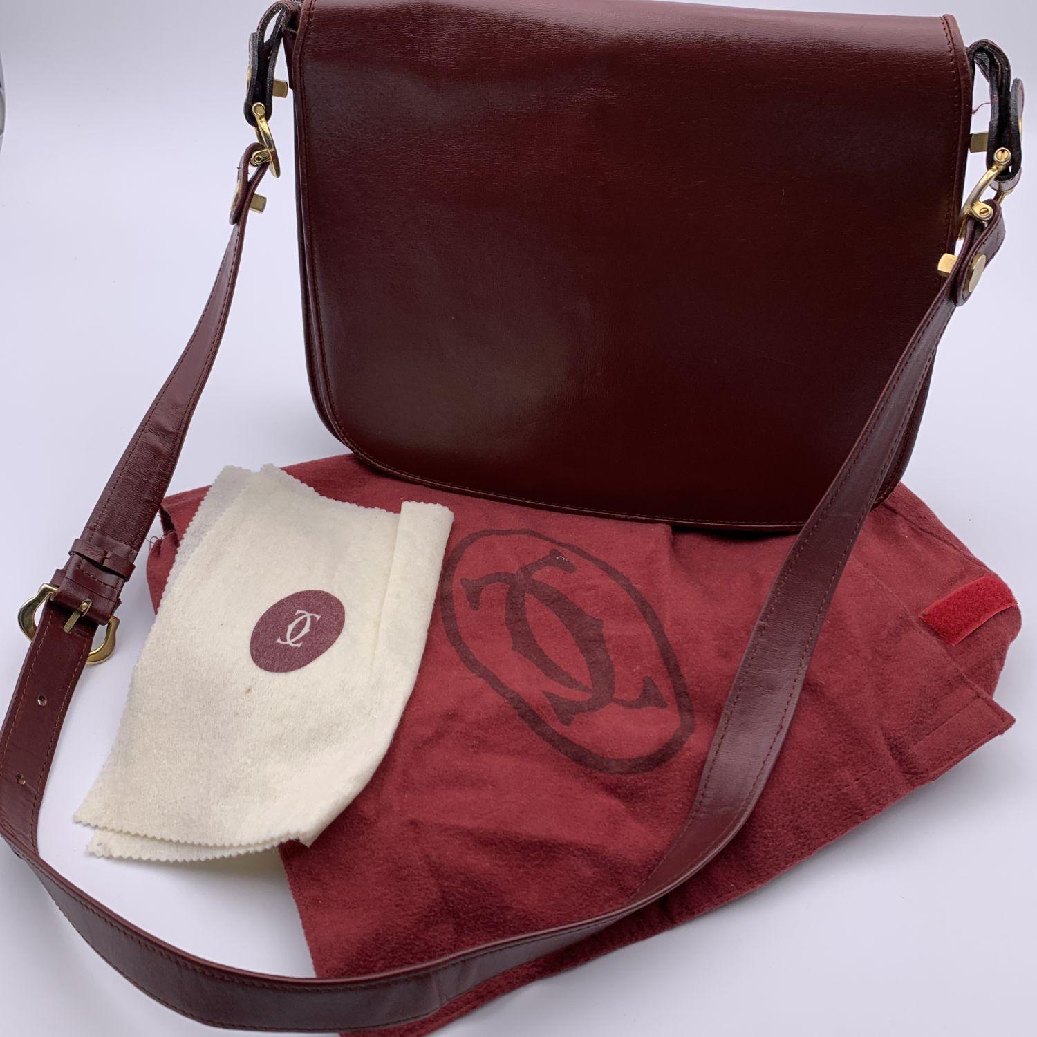 Must de Cartier Vintage Burgundy Leather Flap Shoulder Bag 2