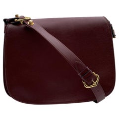 Must de Cartier Vintage Burgundy Leather Flap Shoulder Bag