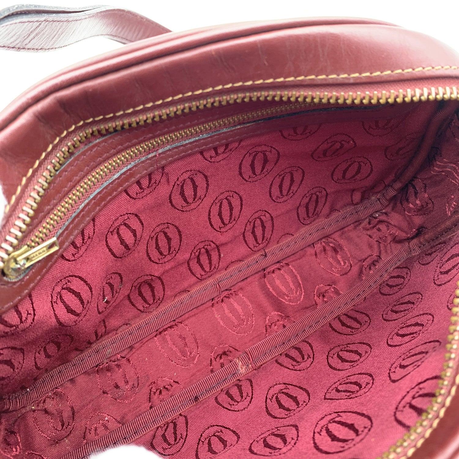 Women's Must de Cartier Vintage Burgundy Leather Front Pocket Shoulder Bag