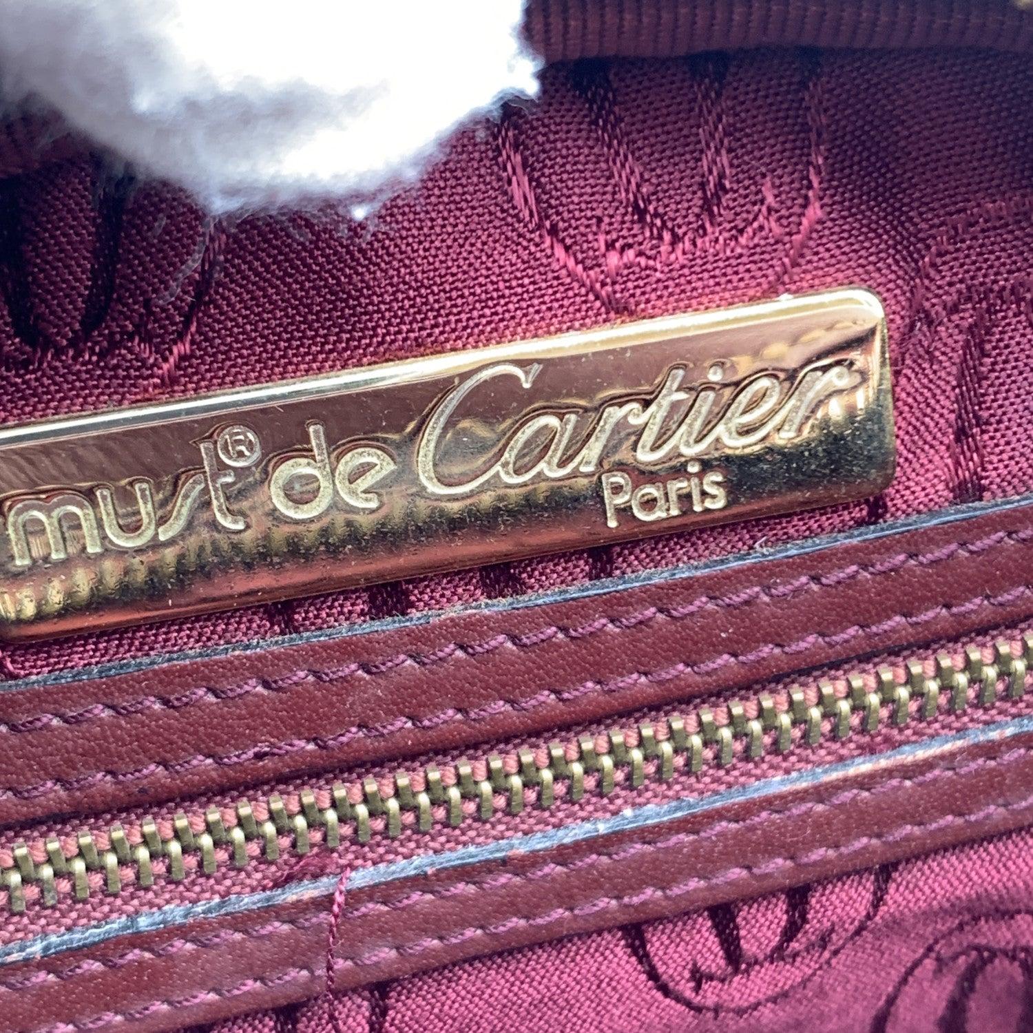 Must de Cartier Vintage Burgundy Leather Front Pocket Shoulder Bag 1