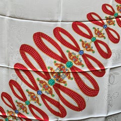 Must De Cartier Vintage Jacquard Silk Scarf Blue Border