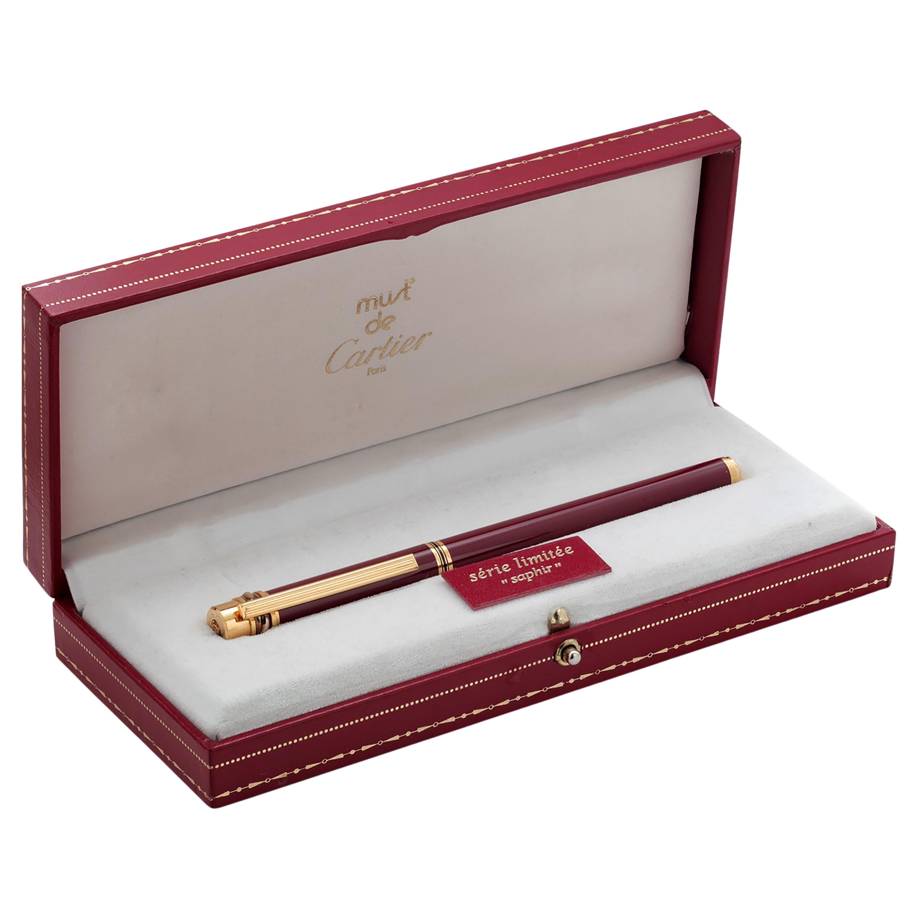 Must De Cartier Vintage Saphir Burgundy Lacquer Fountain Pen Serie Limitee