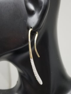 Must have Earrings 14k yellow gold Diamond Bar Dangle Earring Drop