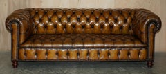 Must See Antique Restored Victorian Chesterfield Tufted Cigar Brown Leather Sofa