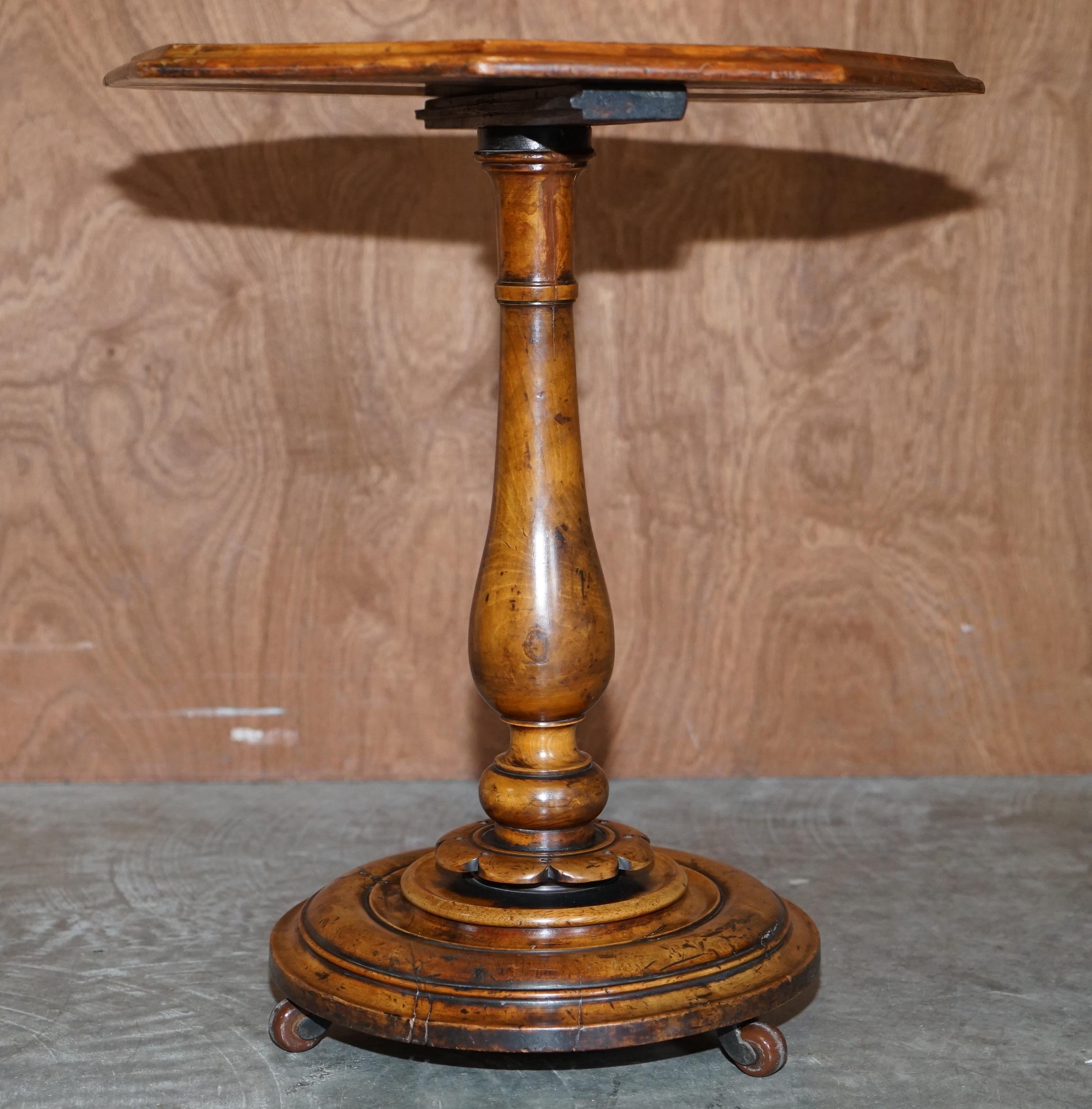 Must See Fine Super Rare Original Victorian Pollard Oak Side End Lamp Wine Table For Sale 3