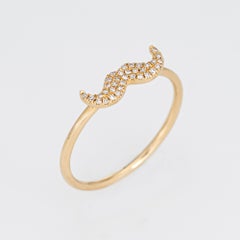 Mustache Diamond Ring Estate 14 Karat Yellow Gold Moustache Jewelry Unique