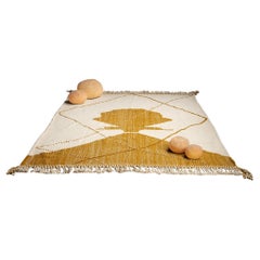 Mustard Abstract Rug, Made in Morocco