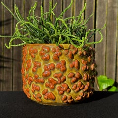 Mustard And Burnt Orange Glazed Planter