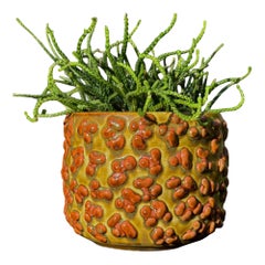 Jardinera Esmaltada Mostaza y Naranja Quemada