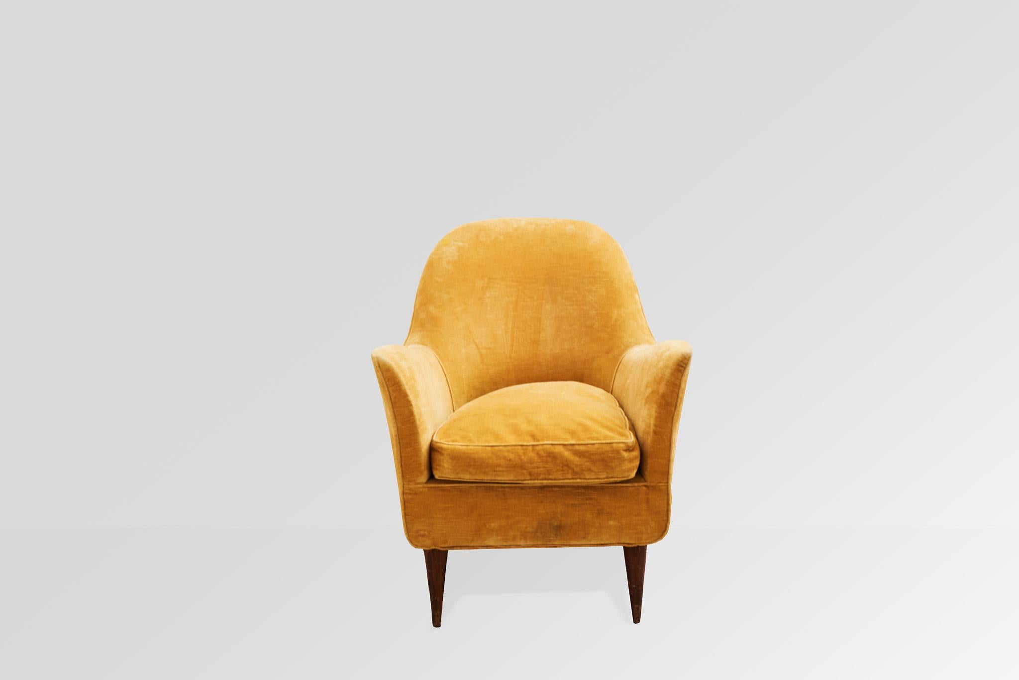 italien Fauteuil moutarde attribué à Ico Parisi pour Ariberto Colombo, Italie, 1950 en vente