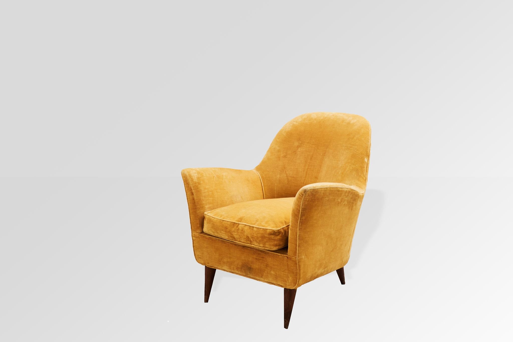 XIXe siècle Fauteuil moutarde attribué à Ico Parisi pour Ariberto Colombo, Italie, 1950 en vente