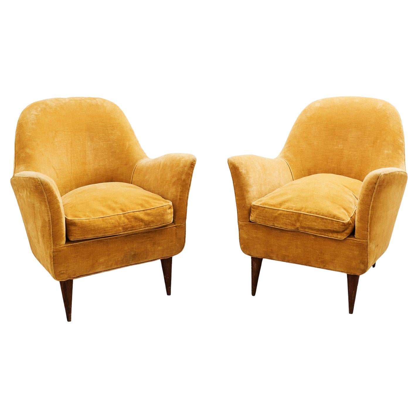 Mustard Armchair attributed to Ico Parisi for Ariberto Colombo, Italy, 1950