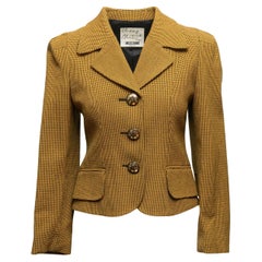 Mustard & Schwarz Moschino Cheap & Chic Blazer mit Hahnentrittmuster Größe US 8