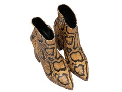 Mustard & Black Proenza Schouler Pointed-Toe Snakeskin Ankle Boots Size 37