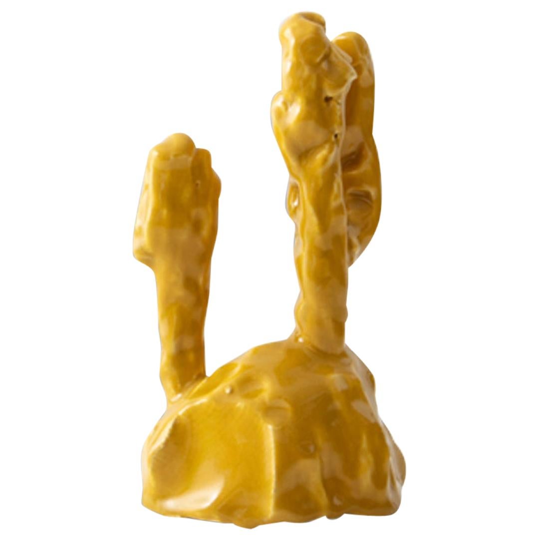 Sculpture de cactus en céramique émaillée « Mustard Cacti »