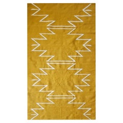 Mexican Wool Yellow Small Rug Handmade Oaxaca Hand-Dyed Natural Pigment  Carpet For Sale at 1stDibs