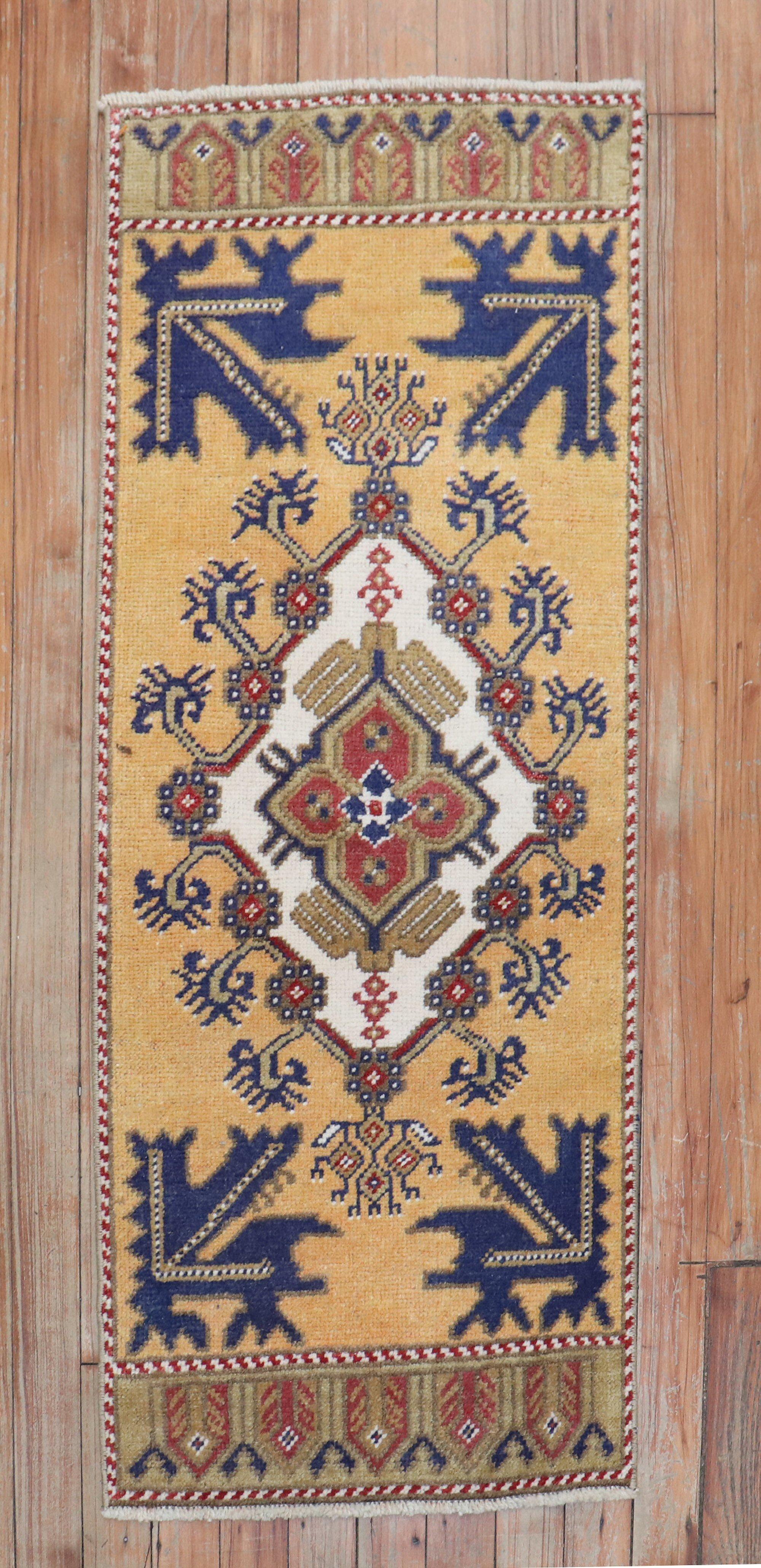 MId 20th Century Mustard Color Turkish Anatolian Rug

18'' x 43''