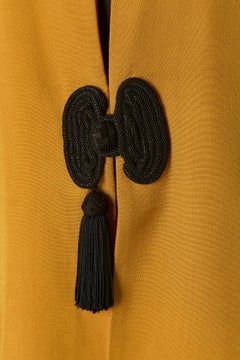 Mustard edge to edge coat with passementerie YVES SAINT LAURENT RIVE GAUCHE