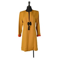 Mustard edge to edge coat with passementerie YVES SAINT LAURENT RIVE GAUCHE
