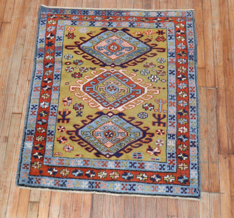 Mustard Field Tribal Northwest Persian Heriz Square Rug For Sale at 1stDibs