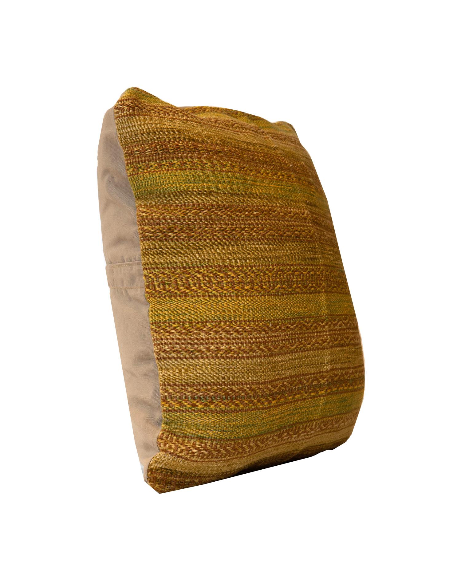 Turkish Mustard Gold Kilim Cushion Cover Geometric Striped Oriental Scatter Pillow