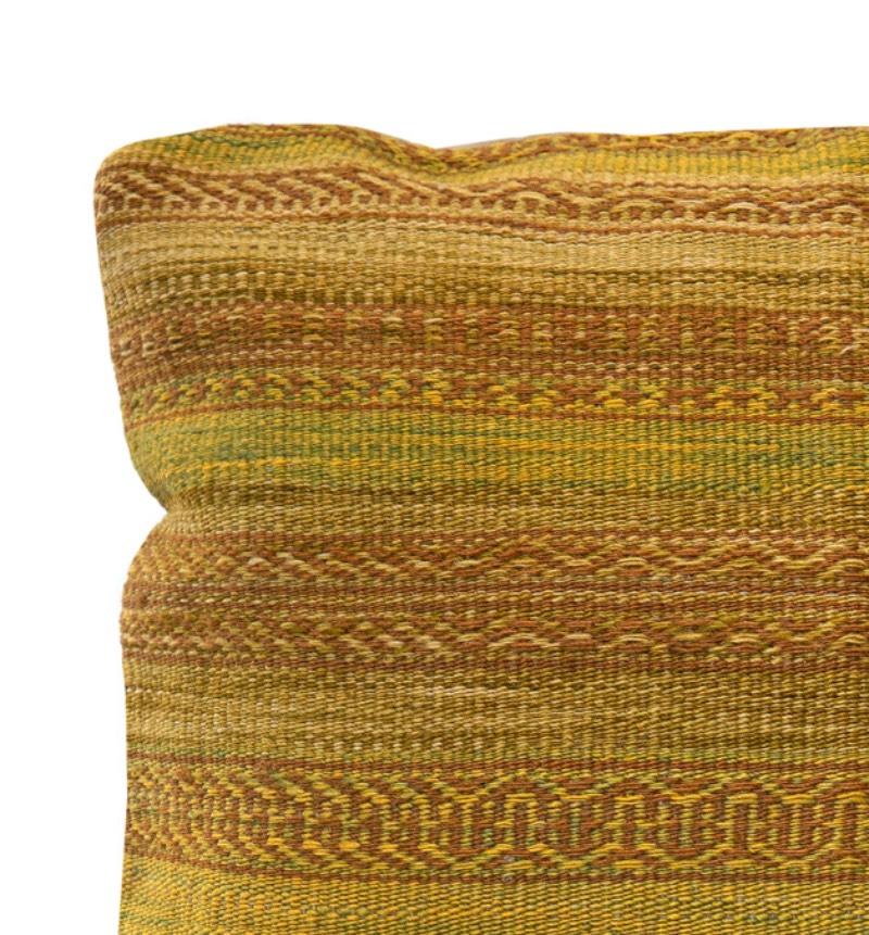 Vegetable Dyed Mustard Gold Kilim Cushion Cover Geometric Striped Oriental Scatter Pillow