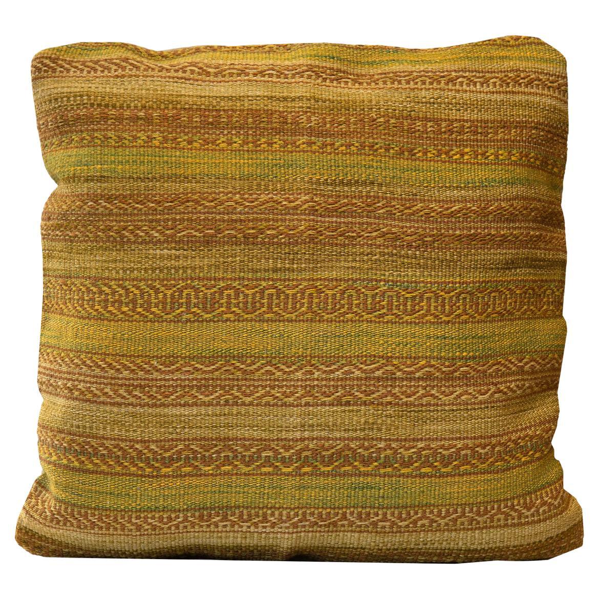 Mustard Gold Kilim Cushion Cover Geometric Striped Oriental Scatter Pillow