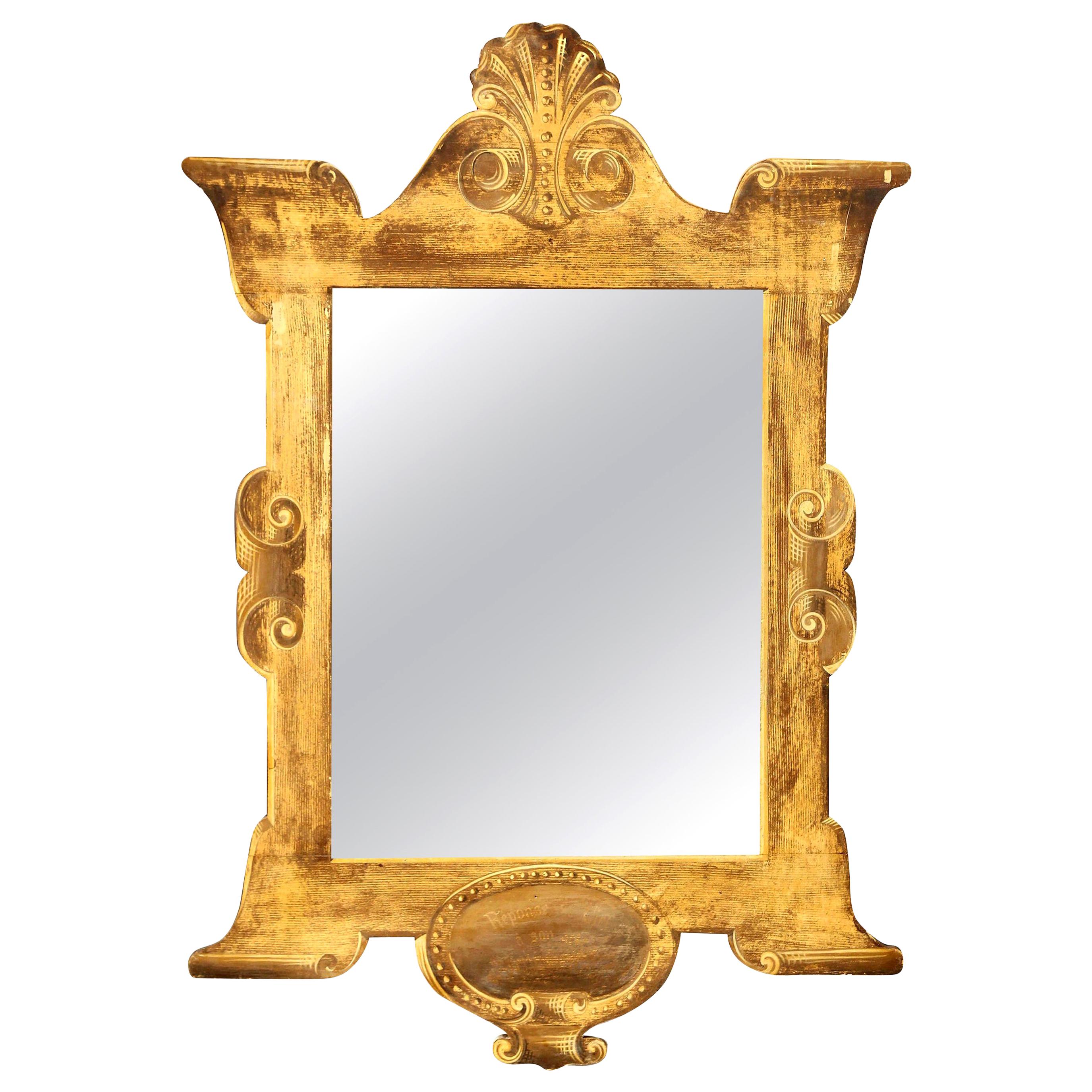 Mustard Gold Painted Trompe L'oeil Mirror