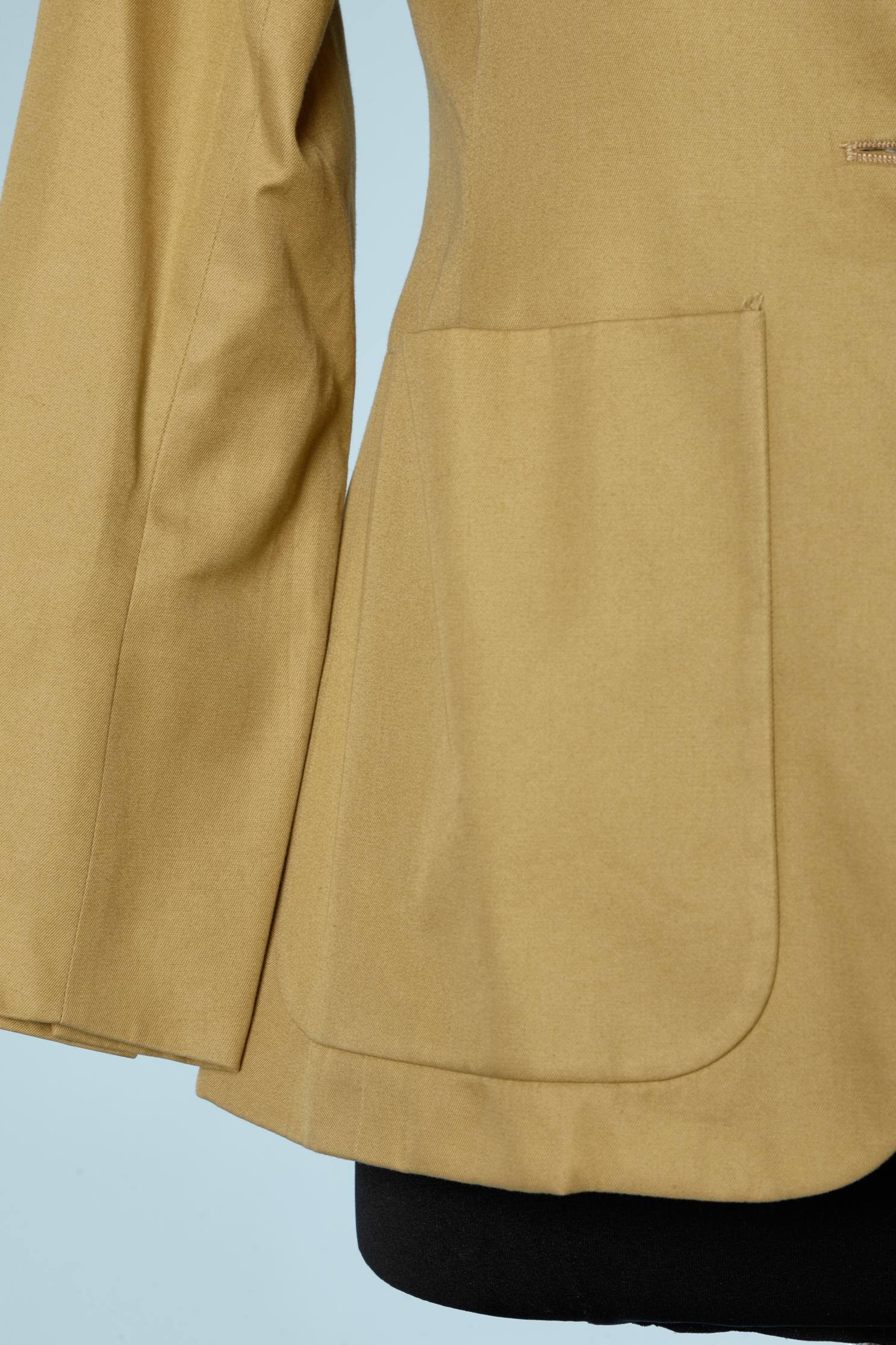 Senfgrüne Baumwolle  Jacke mit goldenen Metallknöpfen YSL Rive Gauche  im Zustand „Hervorragend“ im Angebot in Saint-Ouen-Sur-Seine, FR